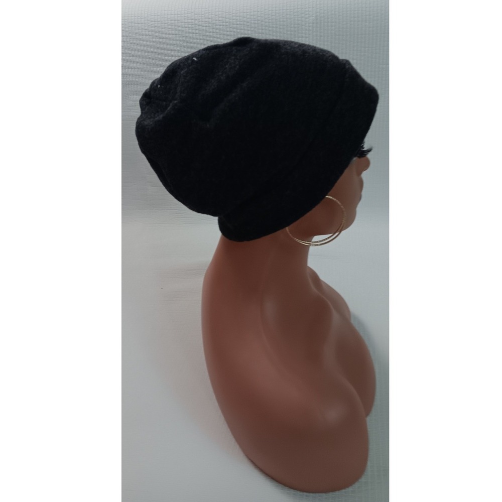 Unbranded Charcoal Grey Slouchy Cuffed Beanie Hat Non Stretch Minimalist